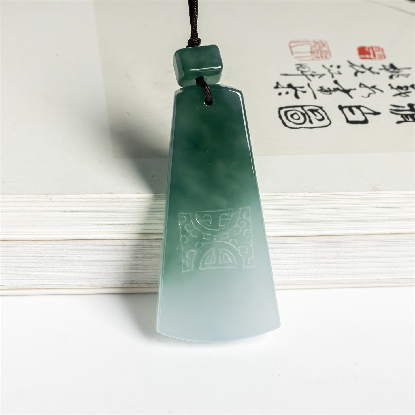 缅甸天然翡翠a货冰糯飘花双彩平安无事牌吊坠男女款老坑如意挂件