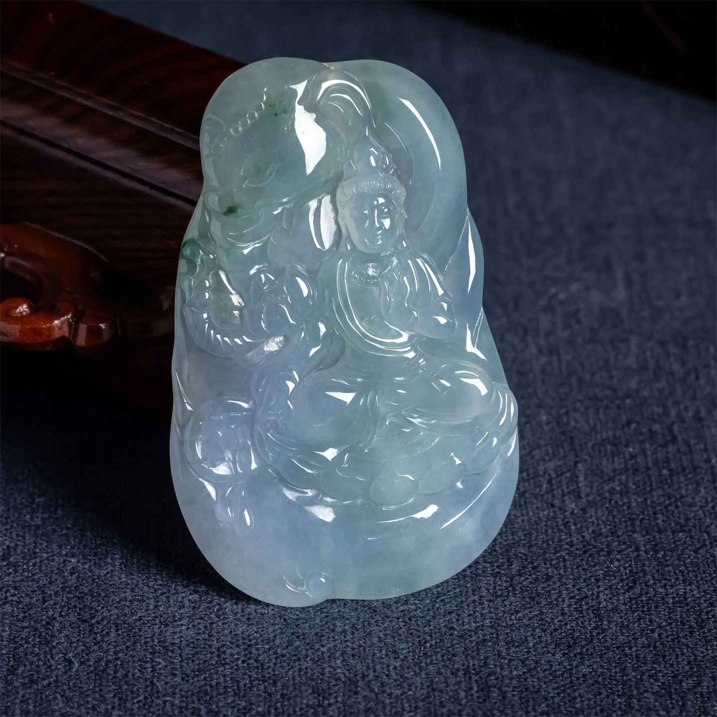 缅甸天然翡翠A货冰糯种双彩紫福禄双全普贤菩萨吊坠生肖龙蛇挂件