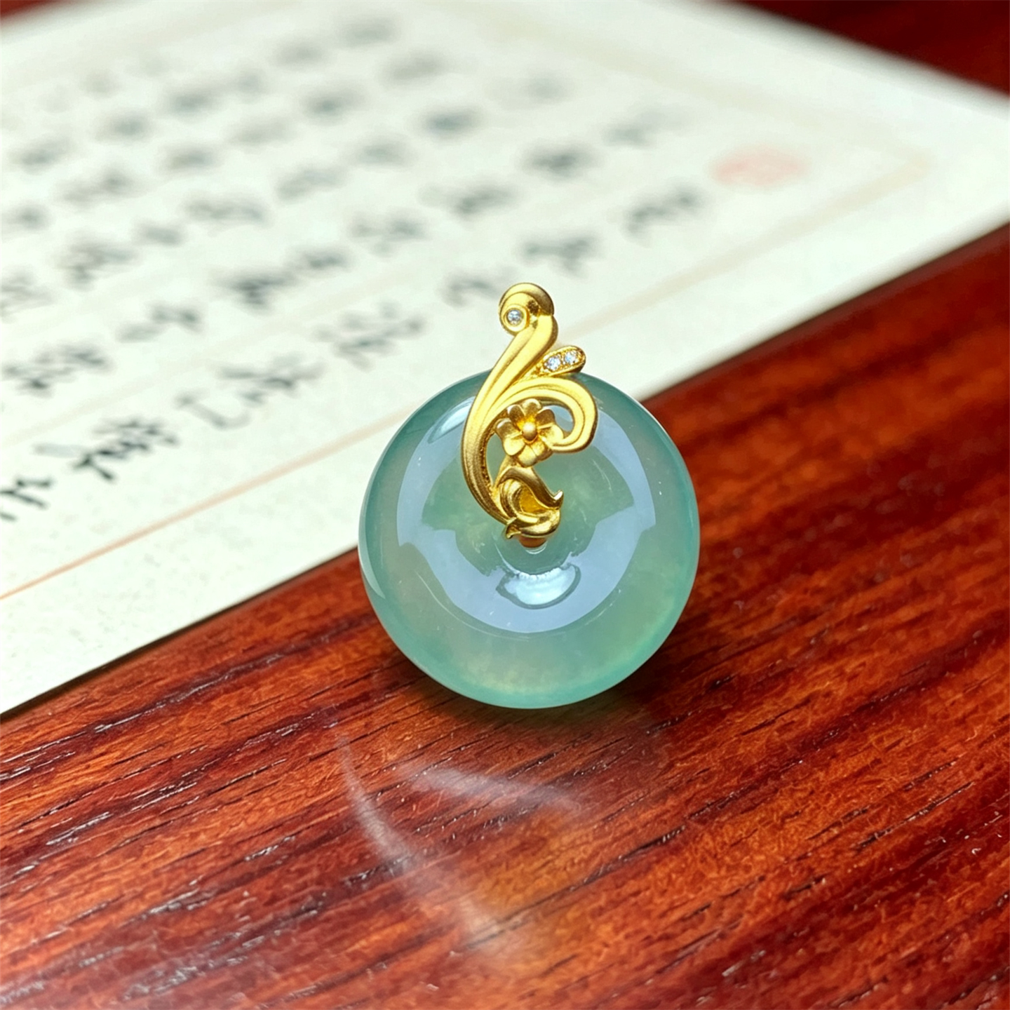 翠贵人18K冰种湖水绿平安扣吊坠