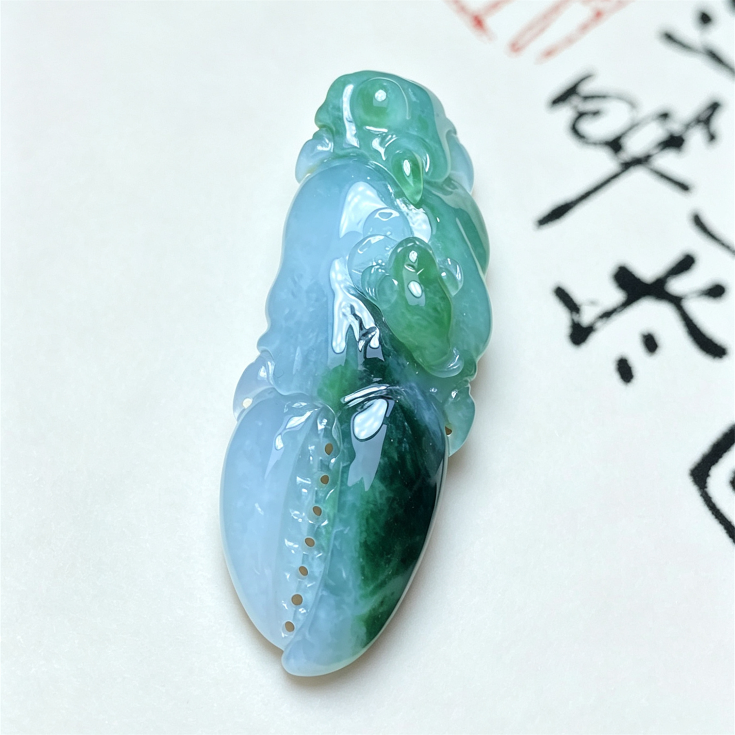 翠贵人冰糯种阳绿富甲天下吊坠
