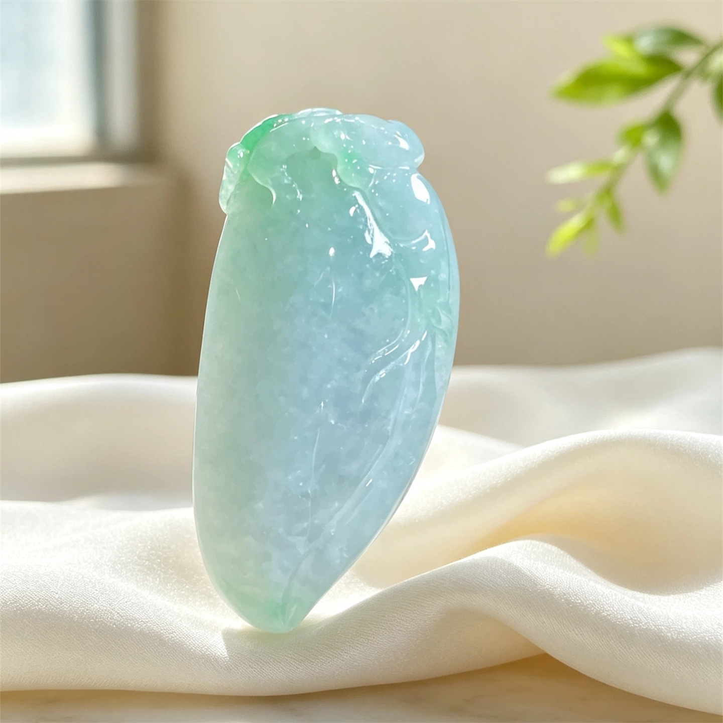 翠贵人糯冰种老坑阳绿福瓜吊坠