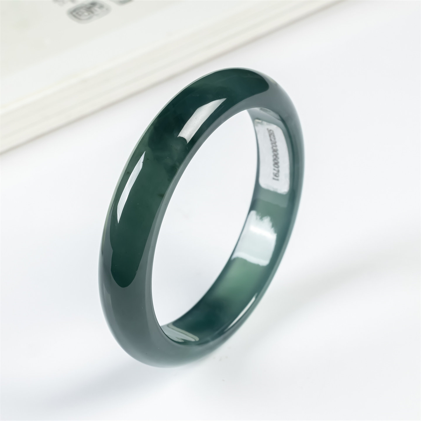 天然翡翠a货冰种老蓝水52.5圈口翡翠手镯冰透女款小圈翡翠玉圆镯