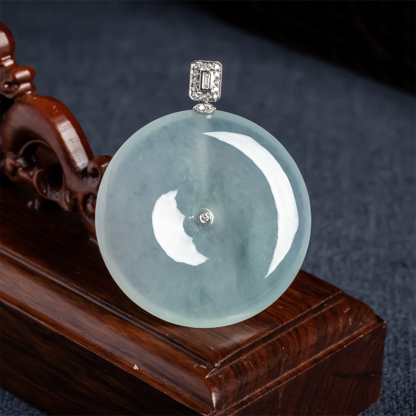 缅甸天然翡翠a货冰种老坑18K金平安扣吊坠男女款高档平安如意挂件