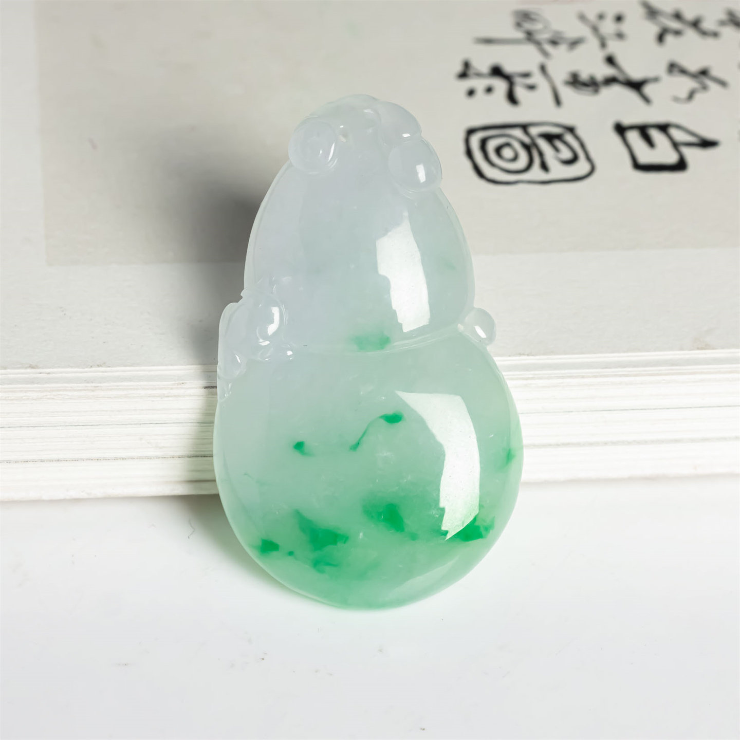 缅甸天然翡翠A货冰糯种老坑阳绿葫芦玉吊坠男女款毛衣链福禄双全