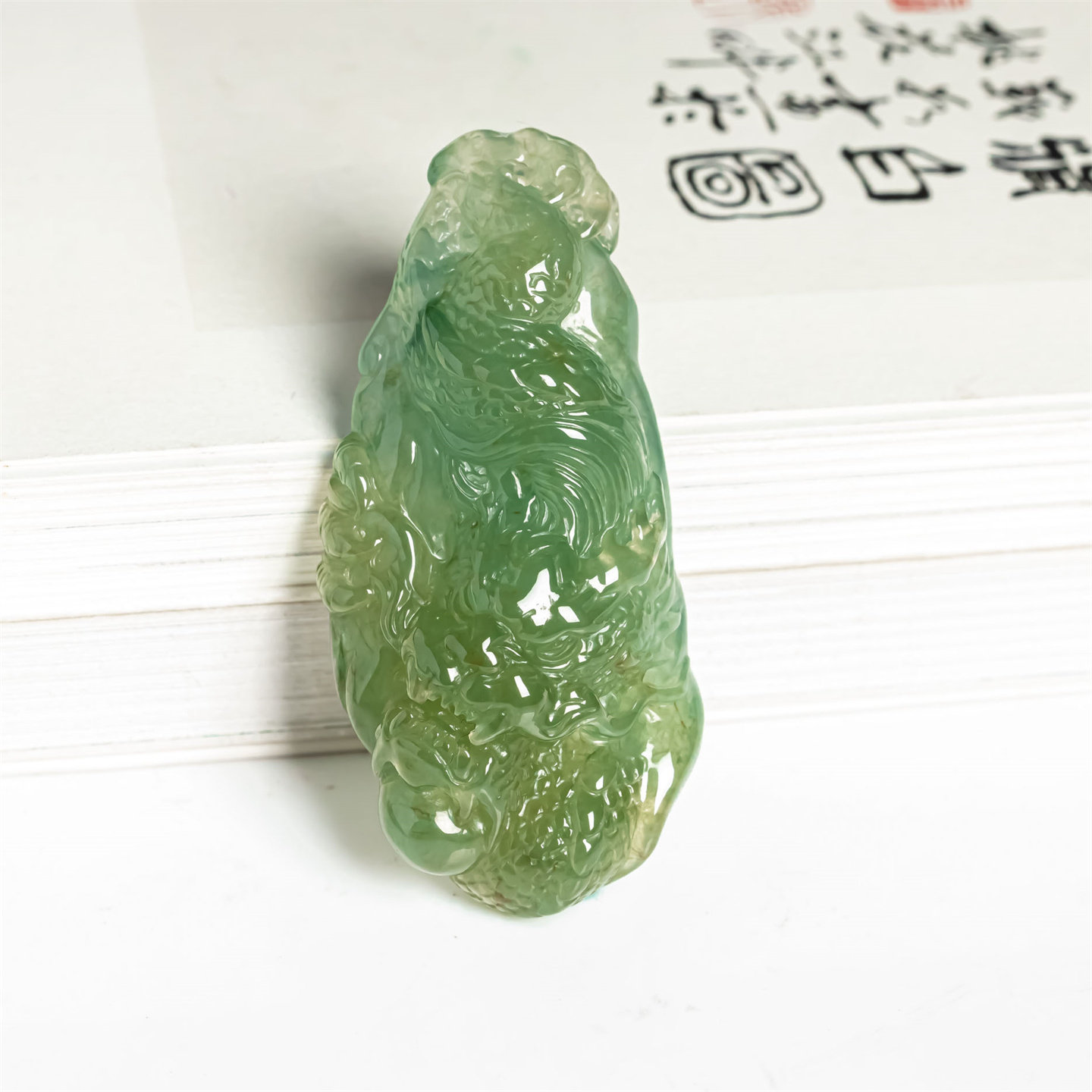 缅甸天然翡翠A货老坑黄翡龙牌男女款吊坠毛衣链生肖龙翡翠玉挂件