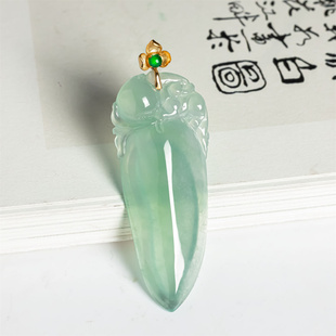 缅甸天然翡翠A货冰种晴绿福瓜如意吊坠福在眼前冰透男女款玉挂件