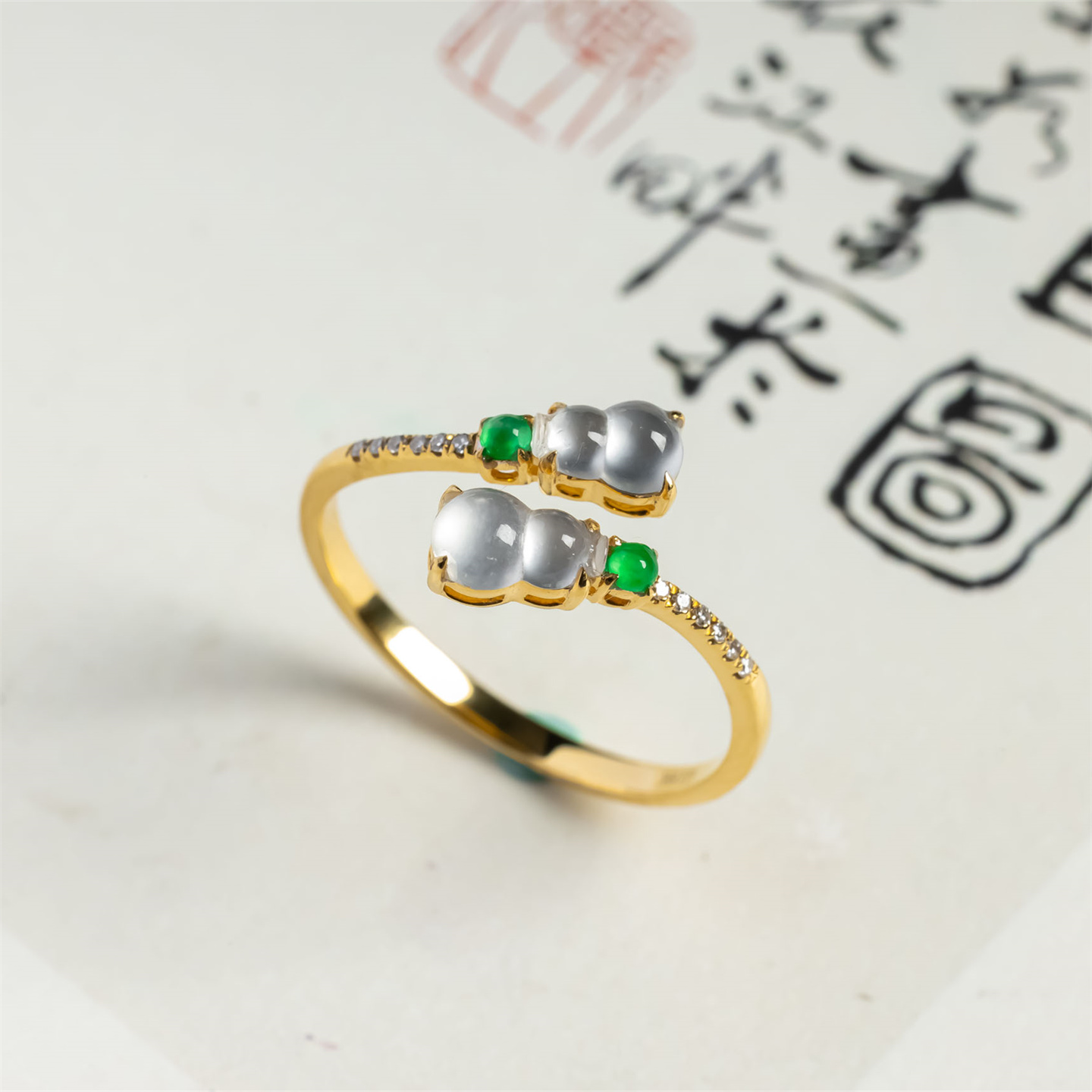 翠贵人18K冰种葫芦时尚女款戒指