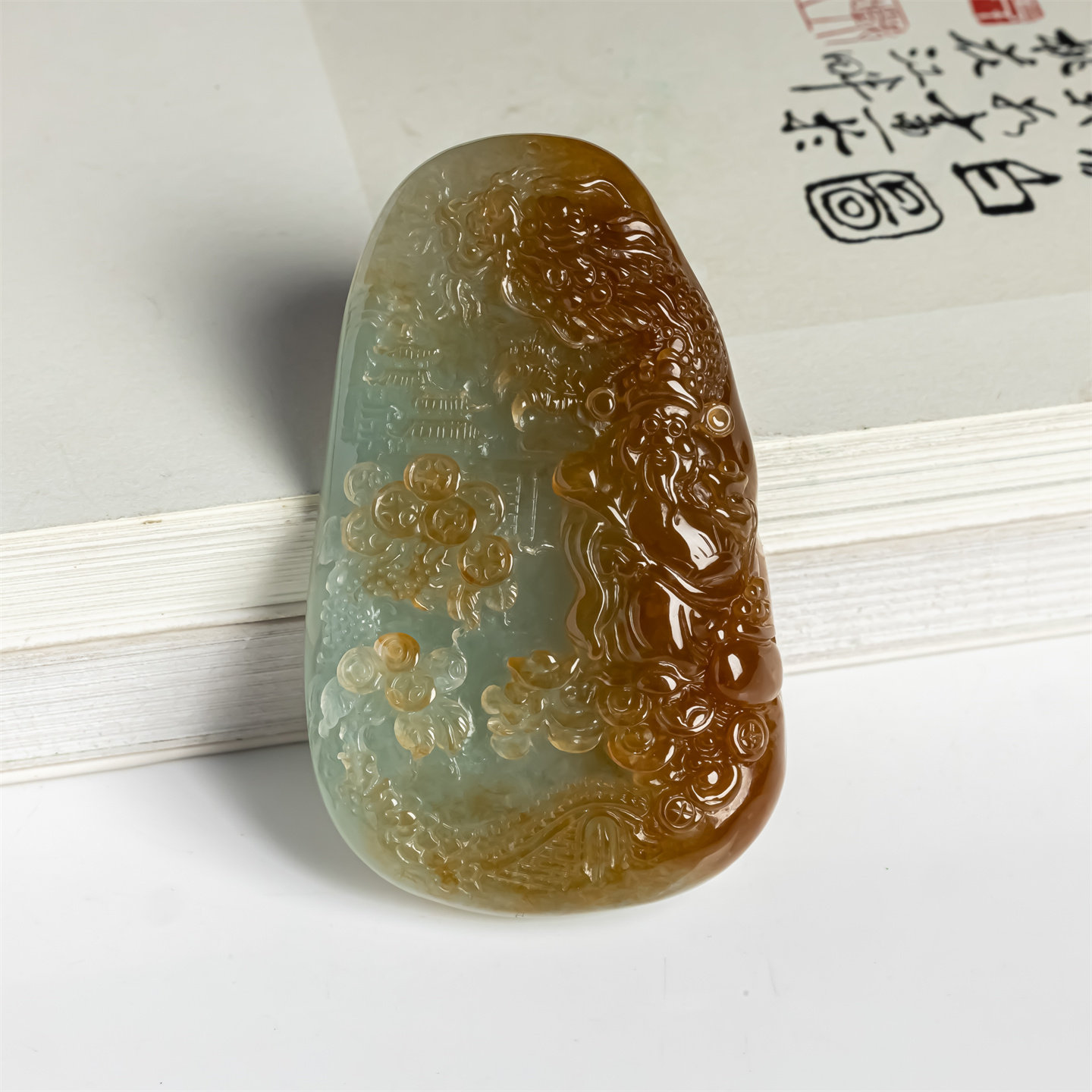 缅甸天然翡翠a货冰糯红翡财神如意吊坠男女款毛衣链冰红财神挂件