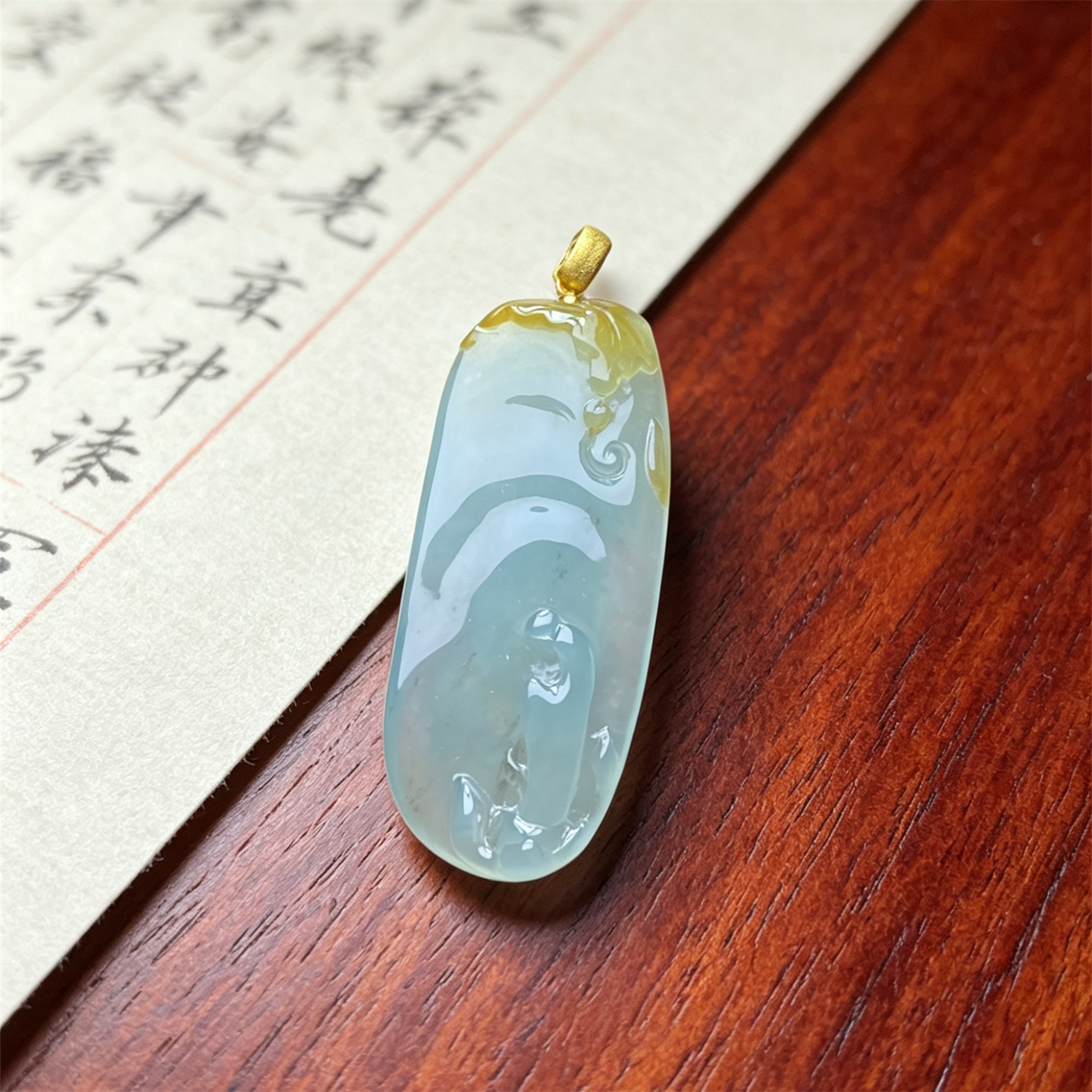 缅甸天然翡翠a货冰糯18K老坑黄翡禅悟佛吊坠双彩吉祥平安悟道挂件