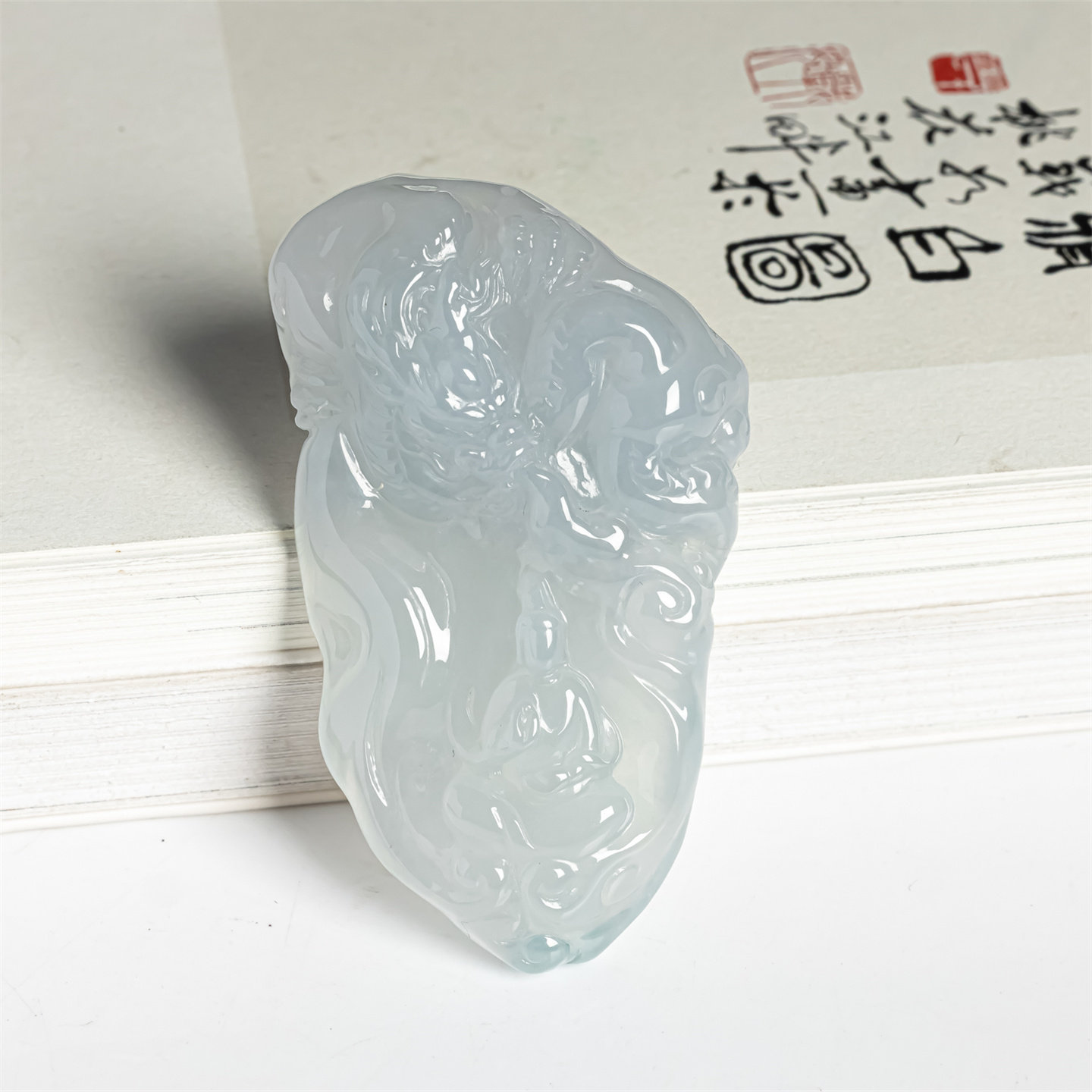 缅甸天然翡翠a货冰种龙牌吊坠老坑生肖龙男女款平安挂件一心向佛