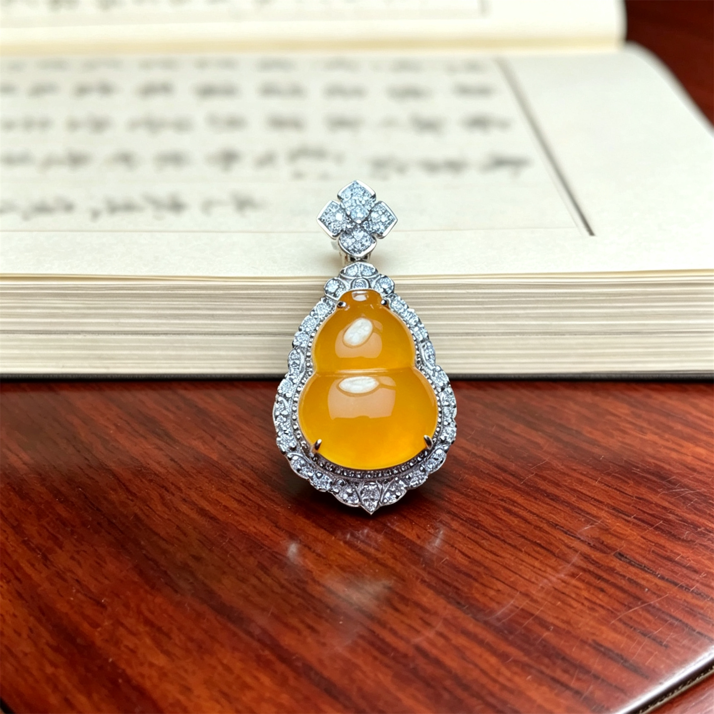翠贵人冰种黄翡葫芦18K金吊坠
