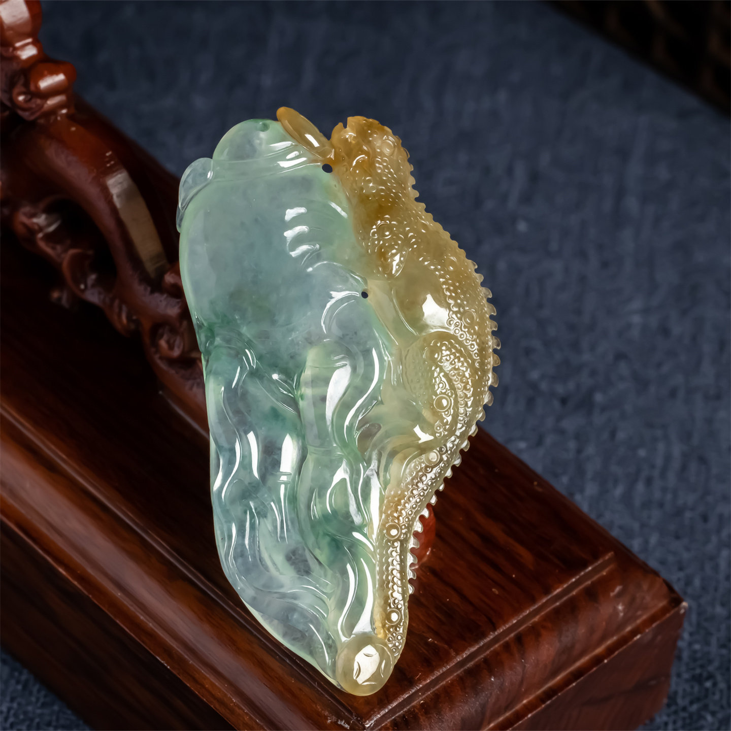 缅甸天然翡翠A货冰种三彩黄翡飘花人生如意吊坠福禄寿男女款挂件