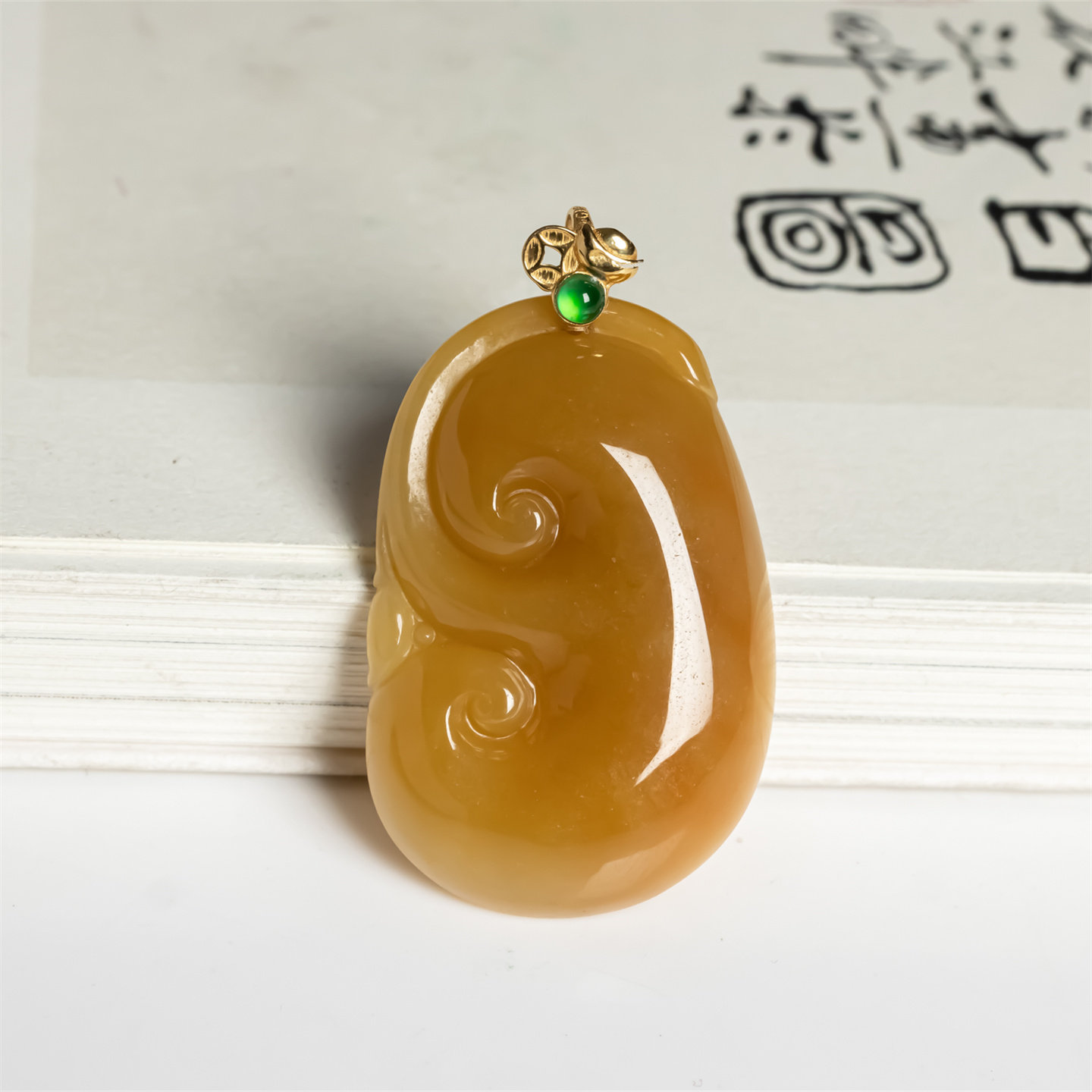 缅甸天然翡翠a货冰糯红翡18K老坑吉祥如意吊坠男女款大吉大利挂件