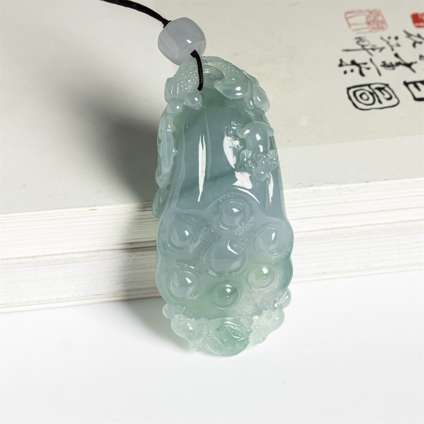 翠贵人冰种飘花多子多福莲蓬吊坠