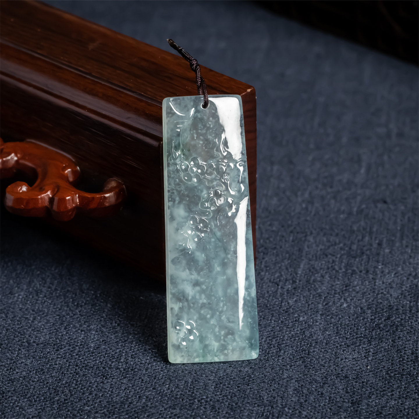 缅甸天然翡翠a货冰种花开富贵平安无事牌吊坠男女款冰透老坑挂件