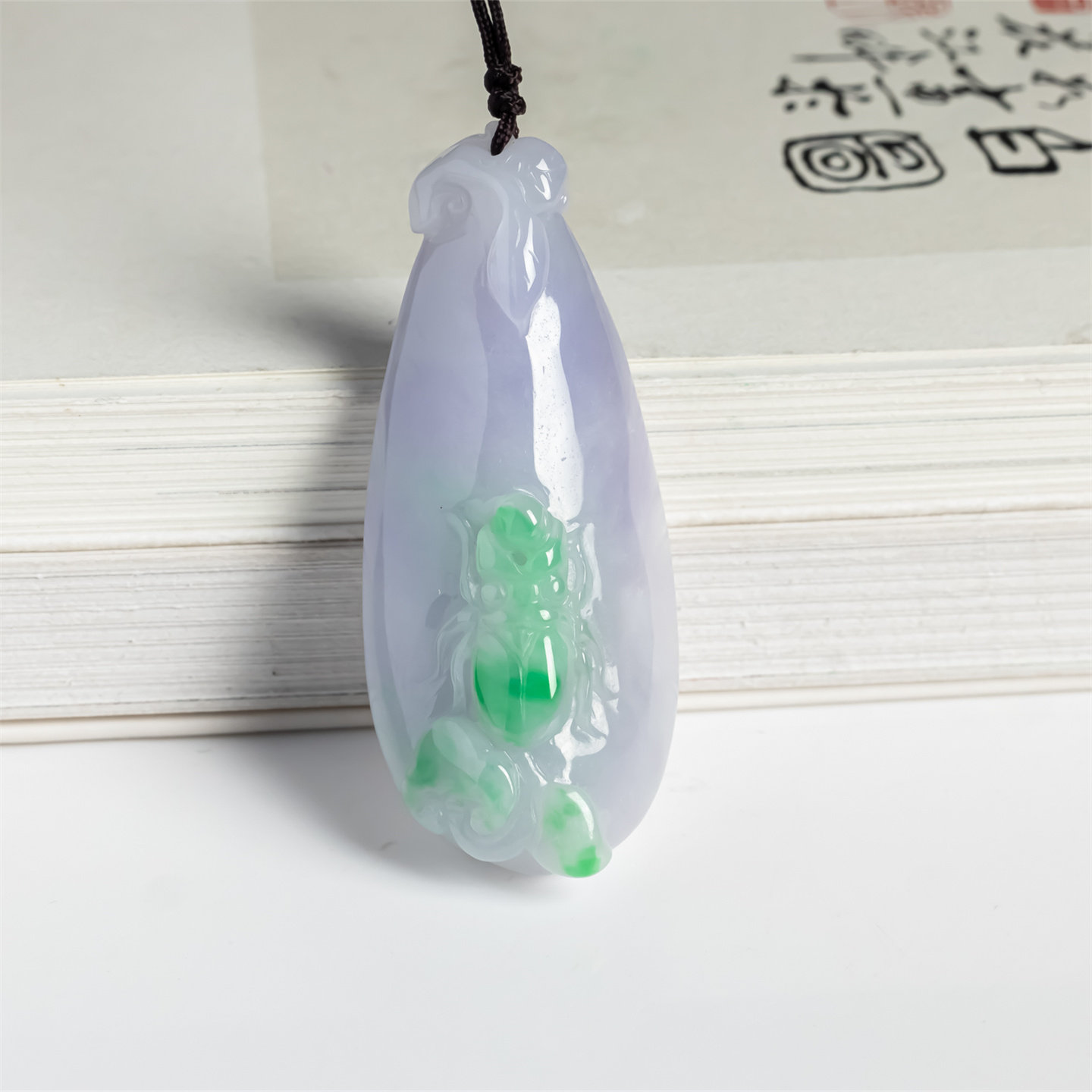 缅甸天然翡翠a货冰糯双彩紫罗兰阳绿福瓜吊坠男女款福禄双全挂件