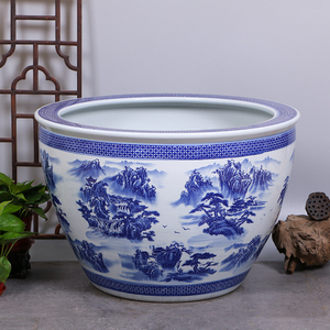 睡莲花盆青花瓷碗莲荷花花盆水缸种铁树发财树花盆庭院特大陶瓷缸