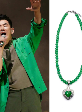 任贤齐同款国潮猫眼石爱心项链