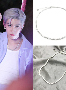 林祎凯同款锆石满钻钛钢项链