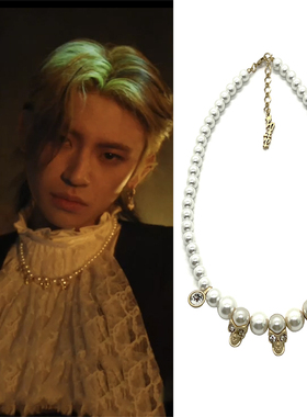 小鬼王琳凯同款珍珠骷髅头项链