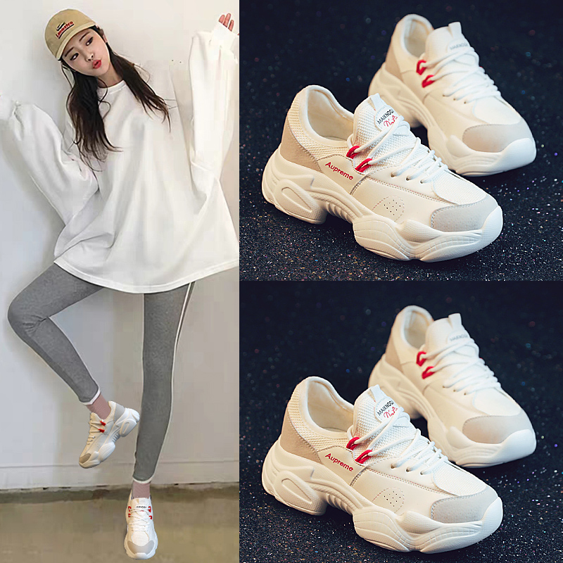 Women&#39;s shoes 2019 Spring new pattern Flat bottom Korean Edition Versatile ins Ultra-fire Diddy run The thickness of the bottom Whitein the Women's Shoes, Low shoes  category - from Buy2taobao.com to provide professional Taobao agent buy service