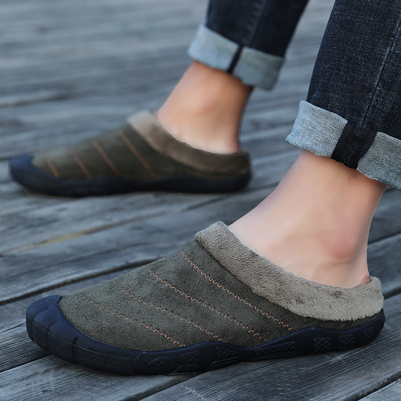 棉拖鞋男款冬季包跟2021新款潮休闲居I家防滑保暖加绒大码男士棉