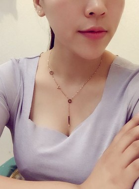 钛钢项链女字母18k生日不掉色