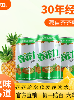 雪菲力汽水八零后怀旧饮料菠萝老汽水320ml24罐 整箱碳酸饮料