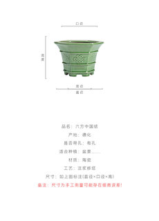 中国风六角陶瓷花盆六边形大号高款绿萝兰花吊兰盆创意君子兰花盆