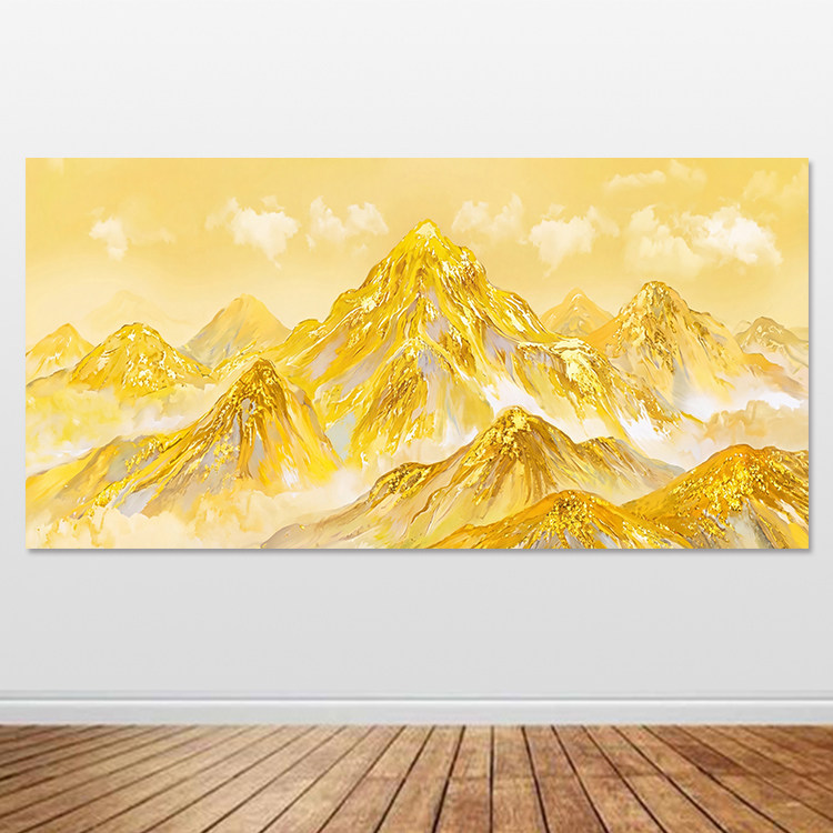 金山装饰画金山山脉风景挂画客厅自粘画金色山峦办公室装饰画定制