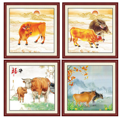 黄牛装饰画定制装饰画欧零中式