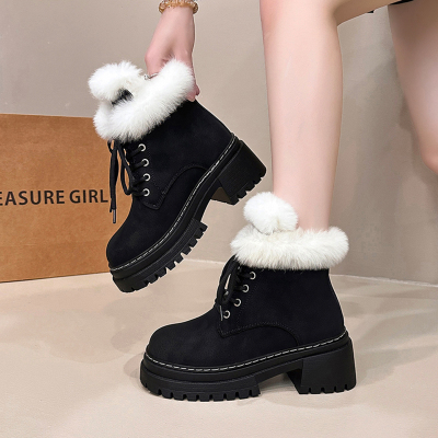 皮毛一体雪地靴加绒保暖马丁靴