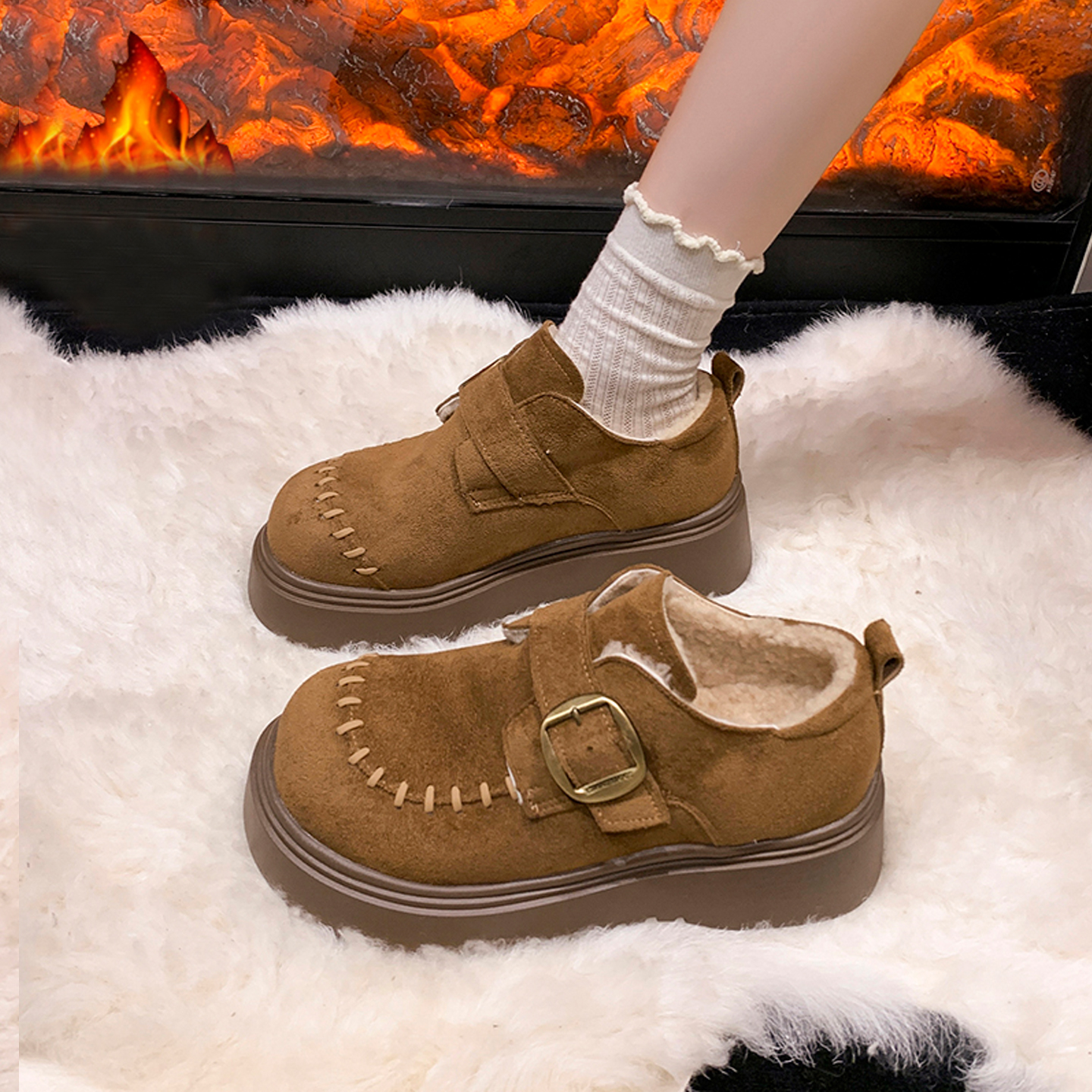 厚底松糕加绒棉鞋勃肯鞋雪地靴