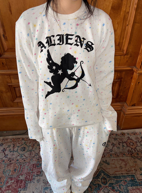 local aliens外星沙龙美式复古华夫格套装慵懒感宽松外穿家居服