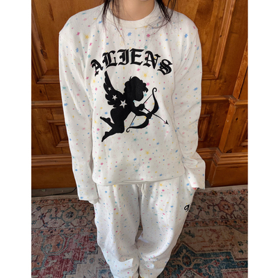 华夫格套装慵懒感宽松外穿家居服