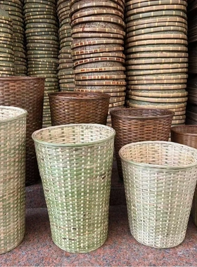 竹编蔬菜摆放箩筐餐饮点菜区展示篓土特产干货食材收纳簸箕高竹筐