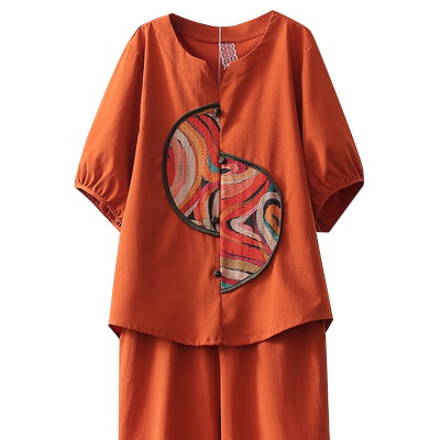 妈妈夏装套装洋气复古