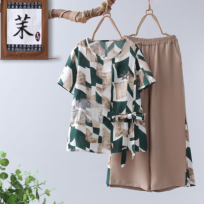 妈妈洋气雪纺小衫女夏