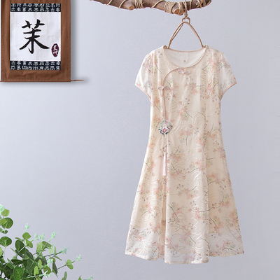 气质妈妈中式旗袍连衣裙