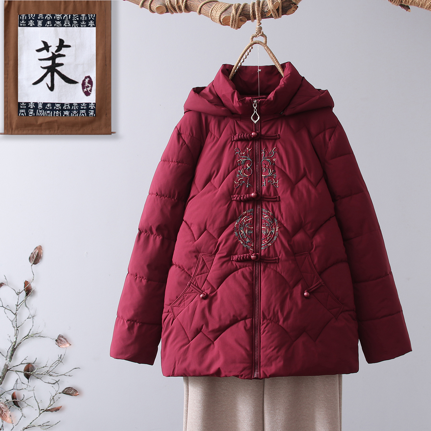 妈妈舒适棉服冬季加绒加厚棉衣