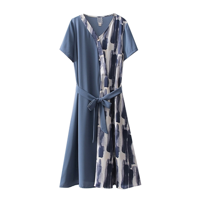 妈妈夏装气质雪纺连衣裙