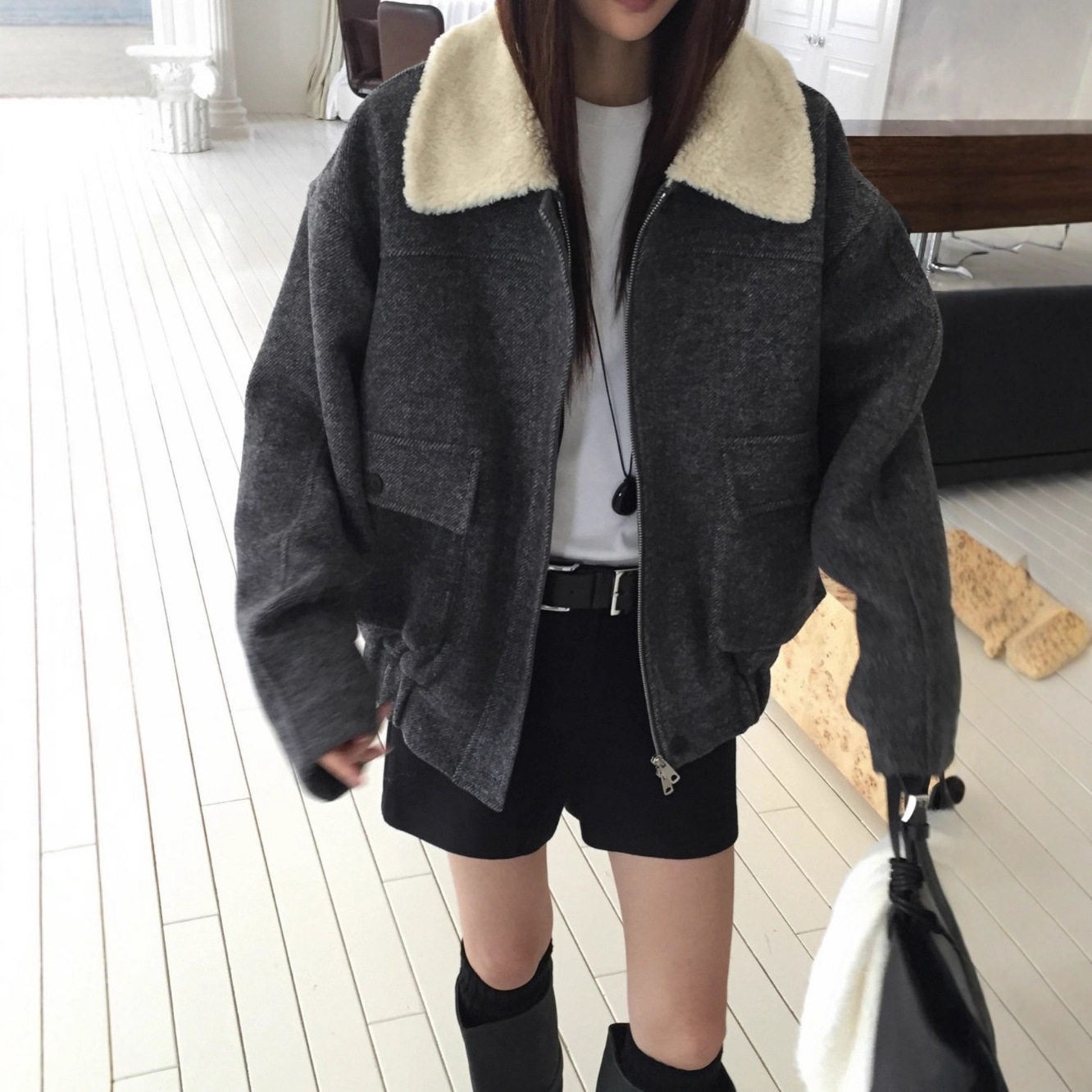 2025年冬季新款韩国东大门复古高级感毛领短款毛呢外套女装,女装/女士精品,大码呢大衣,淘宝优惠券,粉丝福利购,淘宝优惠卷