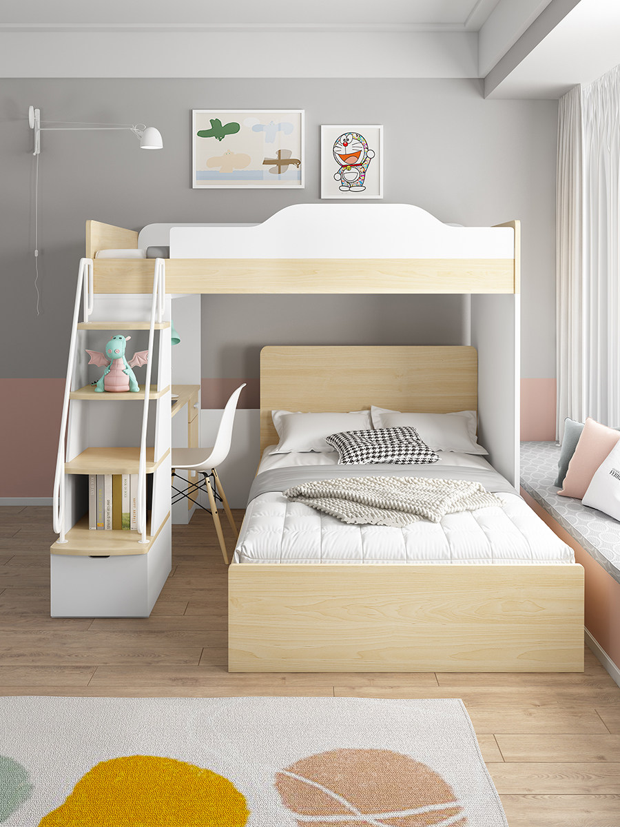 Children's upper and lower bunk two-layer multi-functional combination student high and low with desk economy small apartment adult son-mother bed