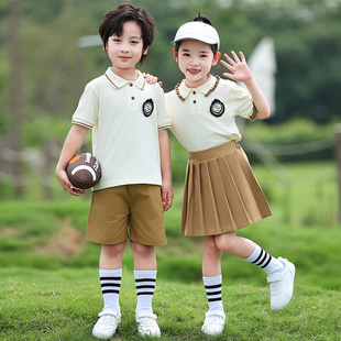 幼儿园园服夏装短袖学院风六一表演服一年级班服校服套装中小学生