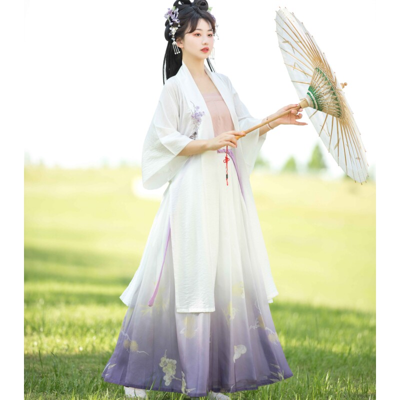 汉墨记吃葡萄原创汉服宋制长干寺日常棉通勤改良三角褶内搭褶裙夏