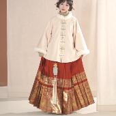 明制汉服女加绒加厚圆领半袖 汉墨记 喜乐绒绒 披袄昭君袄带口袋