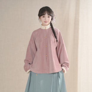 加绒通勤日常汉服明制内搭汉服冬 立领对襟弓袋袖 汉墨记 暖呼呼