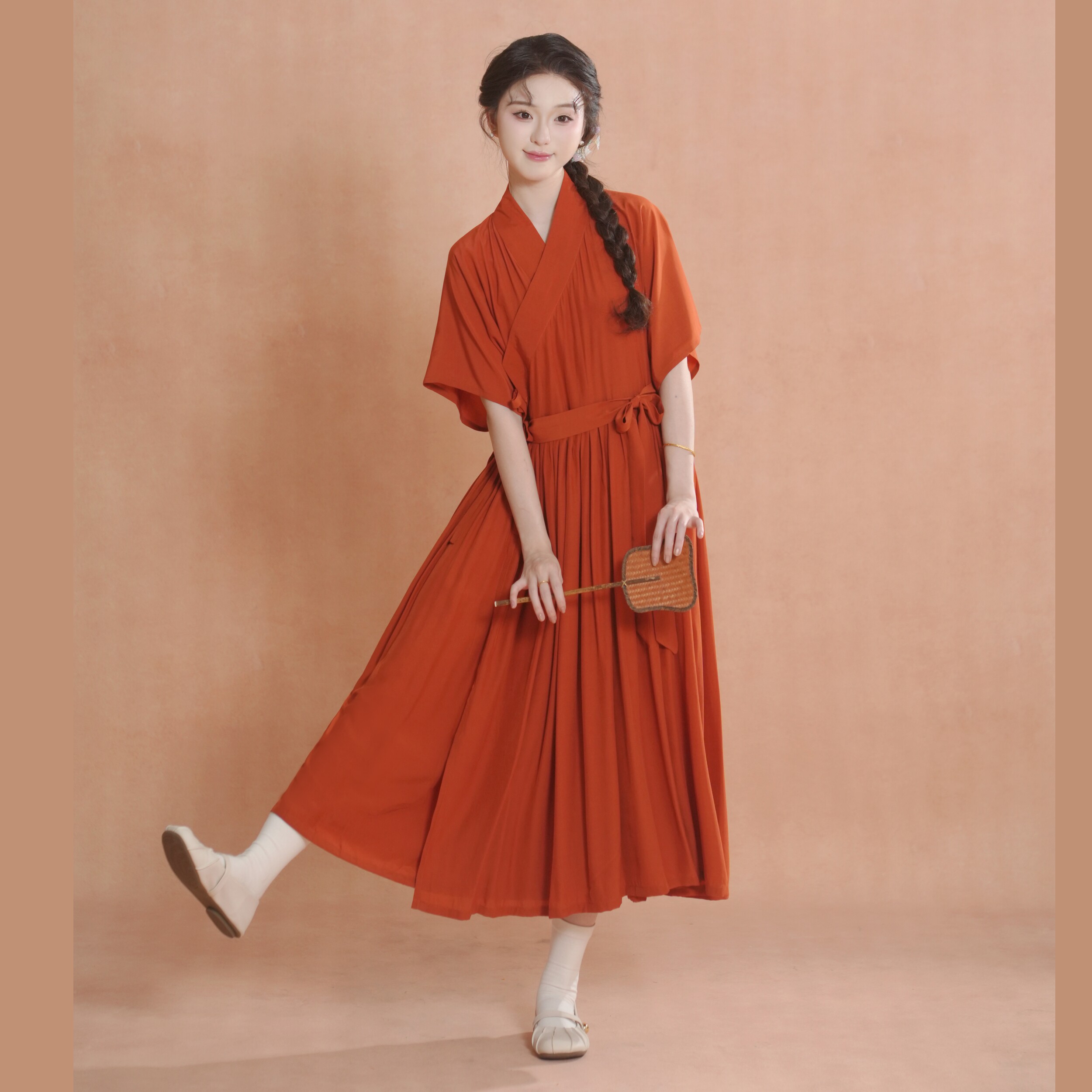 汉墨记明制贴里家居服日常百搭汉元素连衣裙明打底半袖汉服睡衣夏