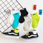 儿童袜子春夏季 带字母薄棉透气学院风1 7男女童短筒潮袜 韩版