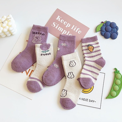 韩版保暖冬季珊瑚绒儿童袜